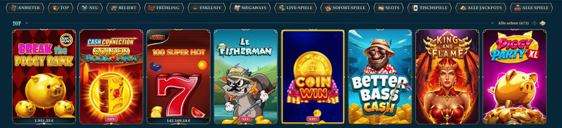 Spielauswahl im Casino BetAlice